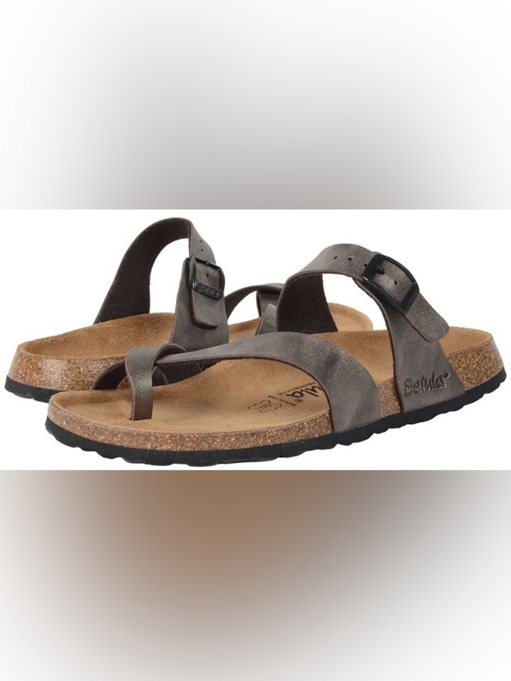 Birkenstock Taupe Leather Toe-Loop Sandals